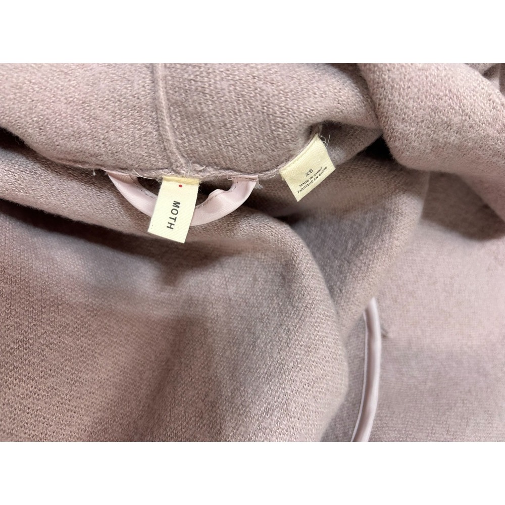 Anthropologie Moth Camel Blush Pink Cotton WOOL Wrap Cardigan Sweater Coat XS b2 - Picture 7 of 10